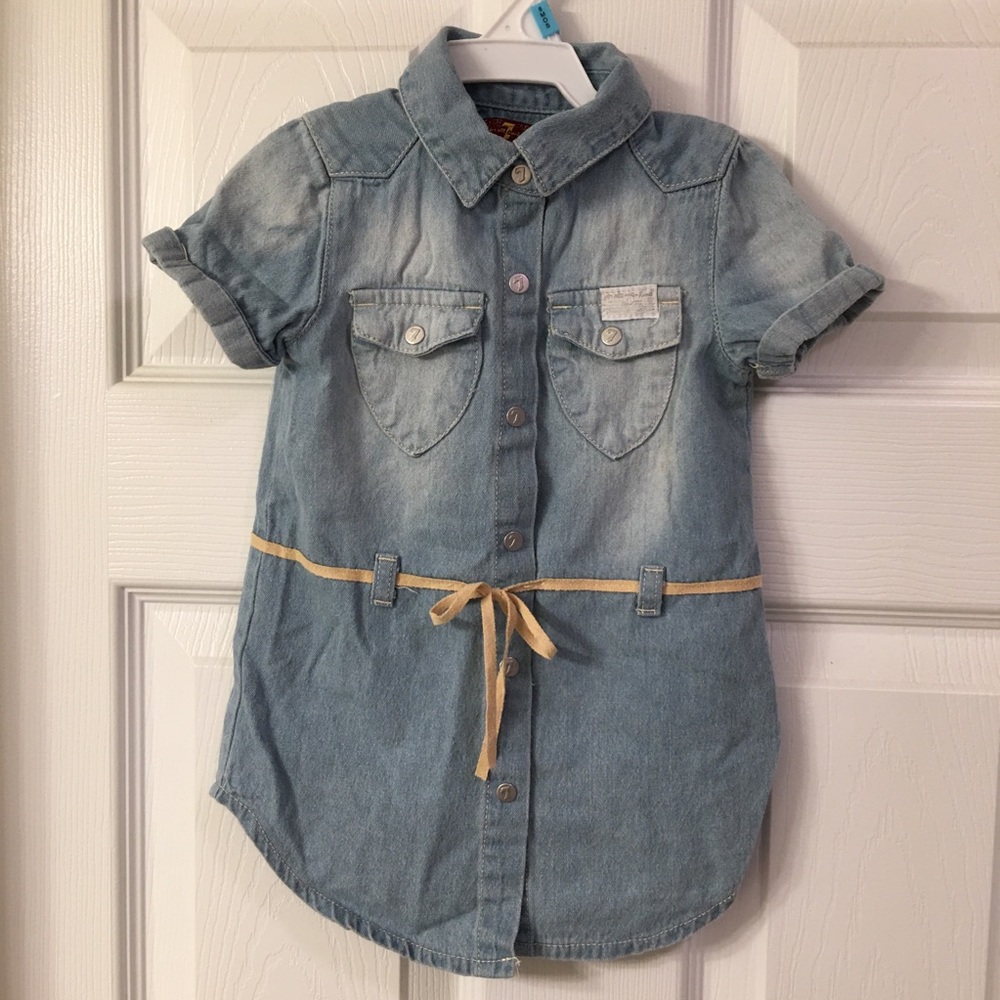 7 for all Mankind baby girl snap denim dress 18 mo